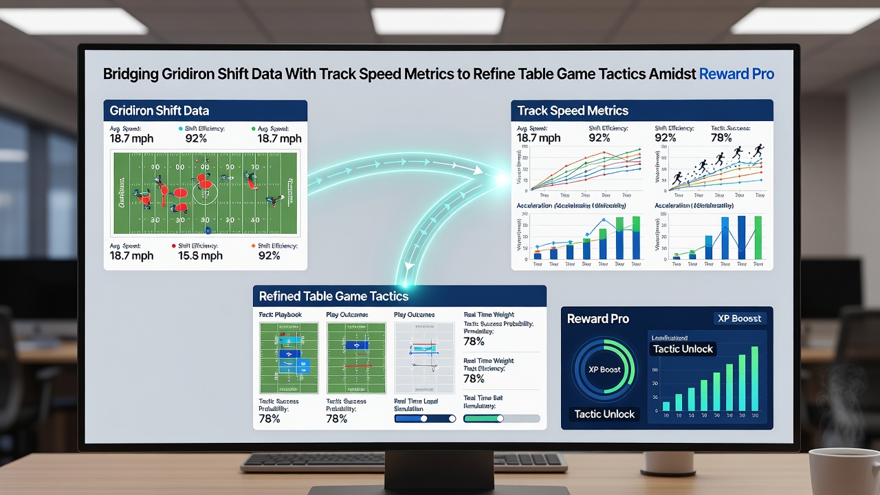 Table game analytics dashboard showing overlaid gridiron and track speed data points during active play